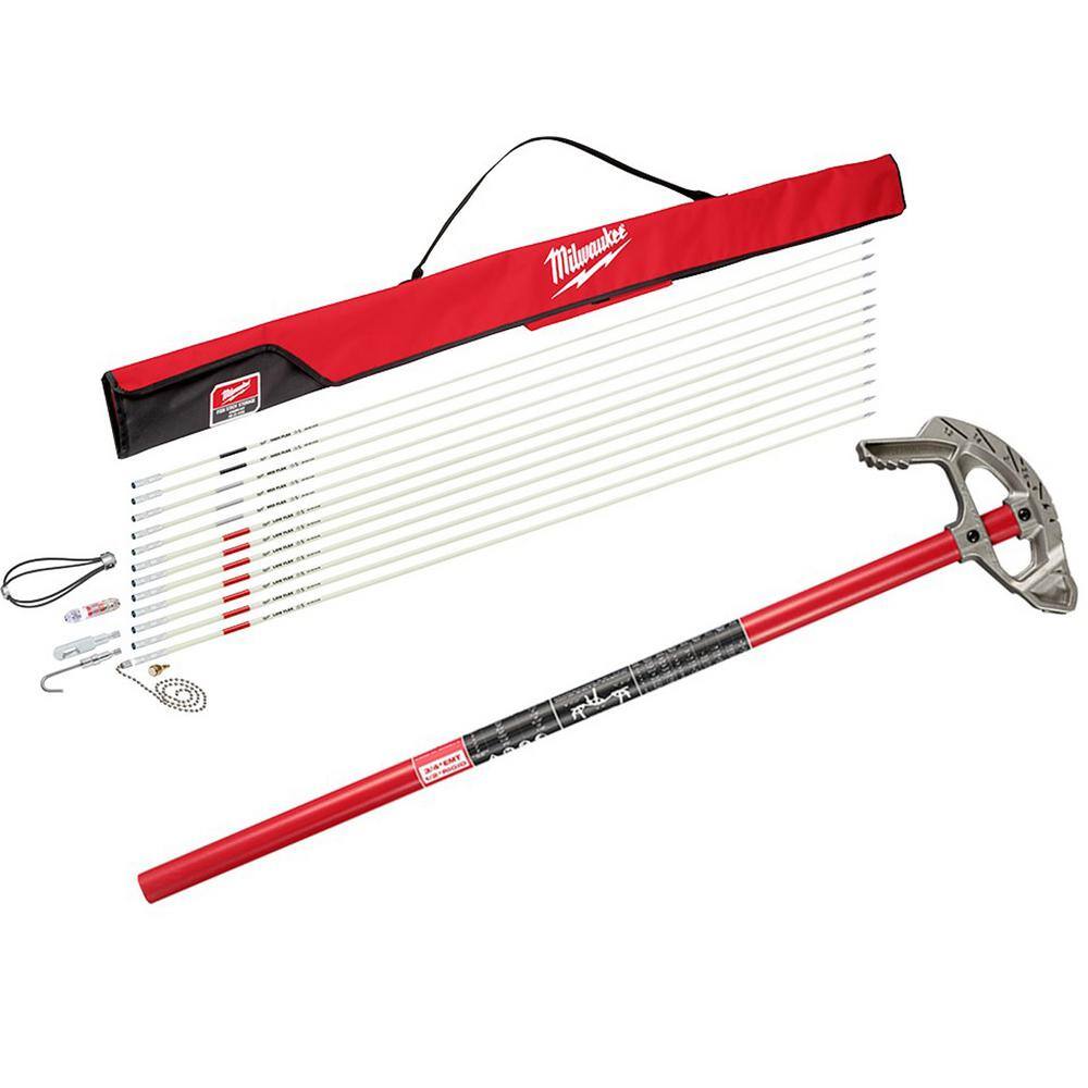 Milwaukee 60 ft. Fiberglass Fish Stick Low/Mid/High Flex Combo Kit with 3/4 in. Aluminum Conduit Bender and Handle 48-22-4156-48-22-4071
