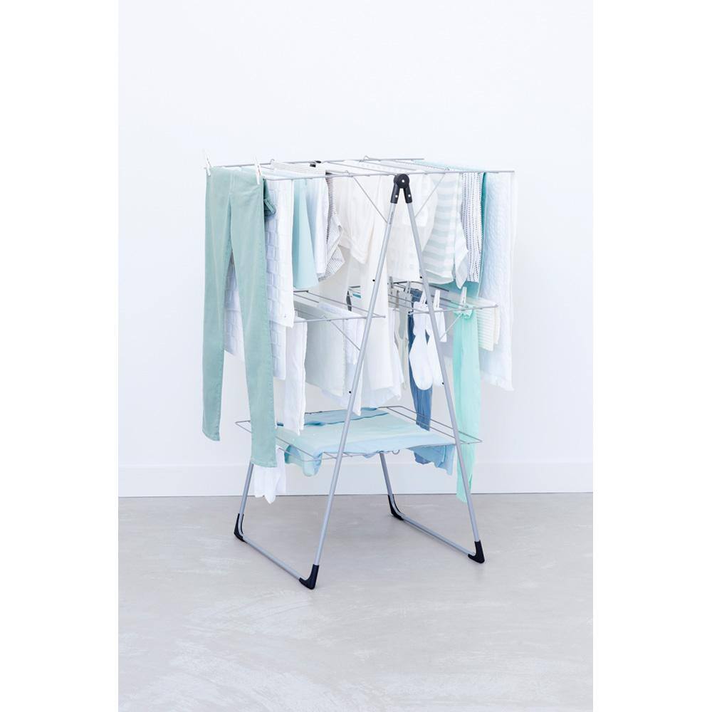 Brabantia 76 ft. (23m) W 33.5 in. x H 51.6 in. Tower Clothes Drying Rack in Metallic Gray 476648