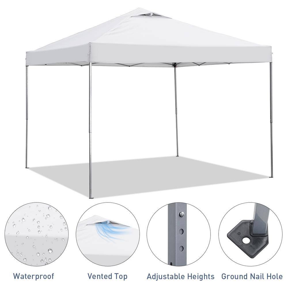 OVASTLKUY 10 ft. x 10 ft. White Patio Canopy Tent Pop Up Gazebo HD-GZ043WH