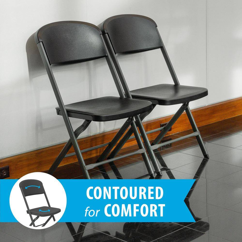 Lifetime Black Resin Contoured Seat Commerical Grade Office Folding Chair (Set of 4) 81159