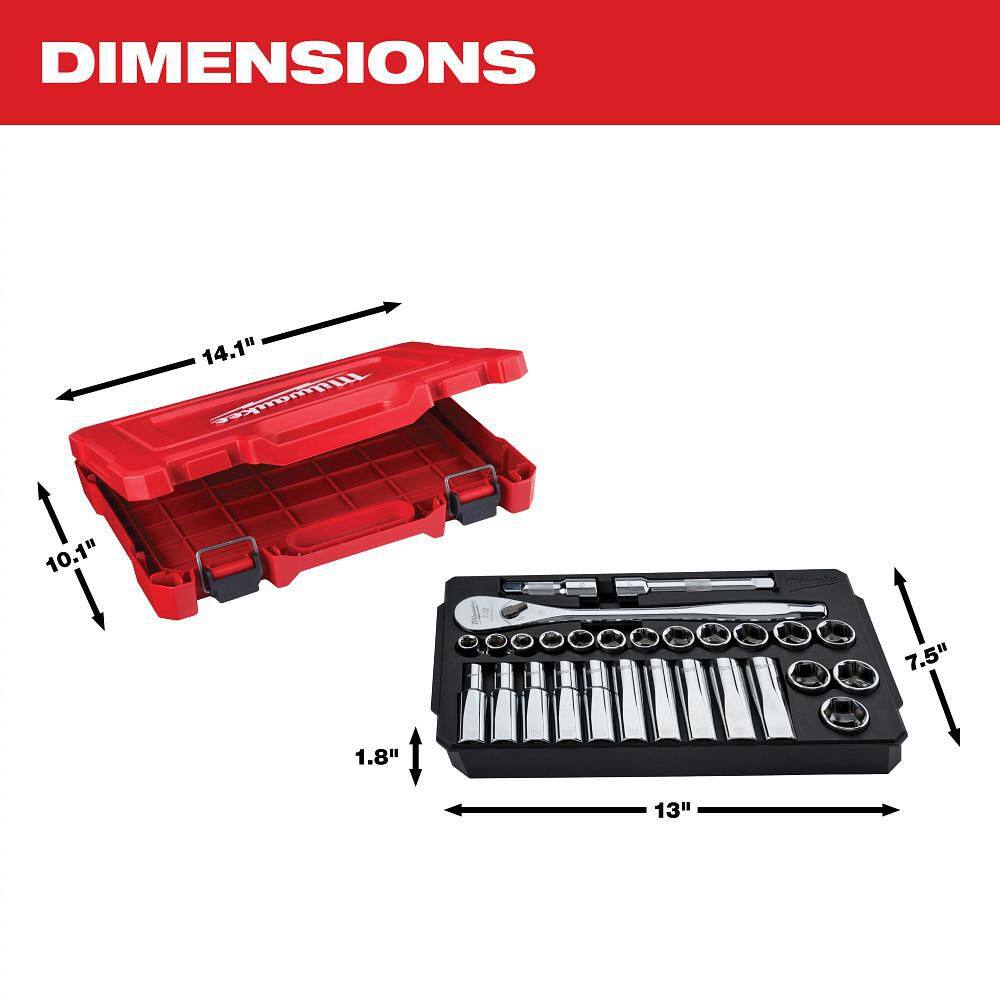 Milwaukee 1/2 in. Drive Metric Ratchet and Socket Mechanics Tool Set (28-Piece) 48-22-9510