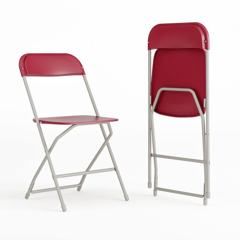 Carnegy Avenue Red Plastic Seat with Metal Frame Folding Chair (Set of 2) CGA-LE-274426-RE-HD