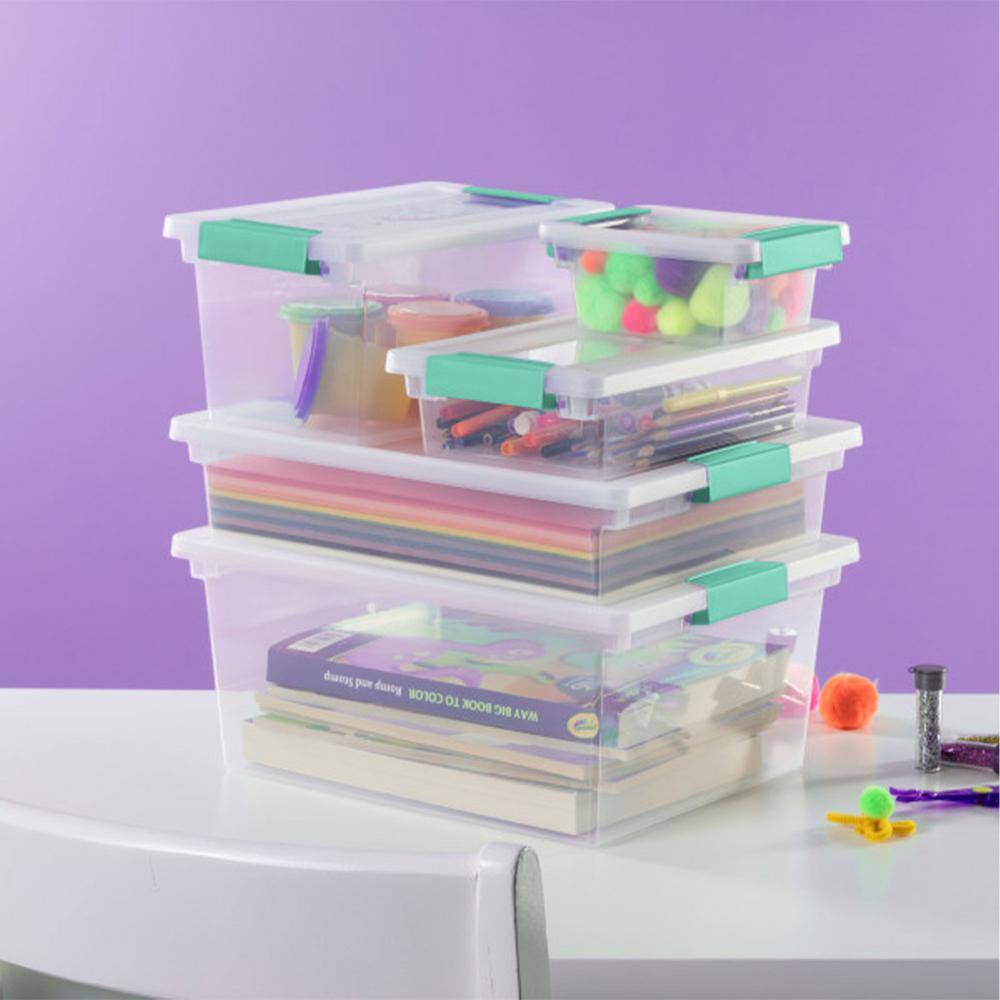 Sterilite New Medium Clip Box Clear Storage Tote Container with Lid (8 Pack) 8 x 19628604