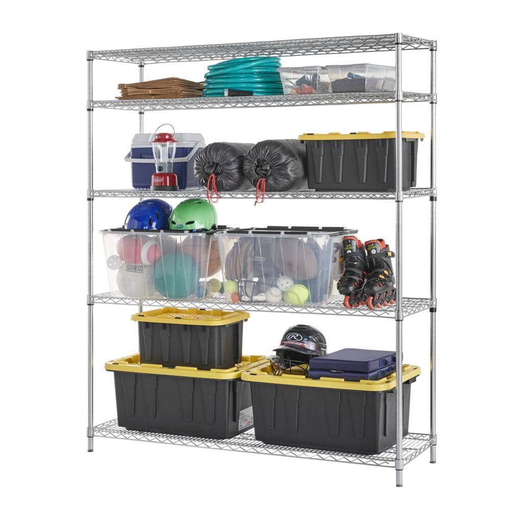 HDX 5-Tier Commercial Grade Heavy Duty Steel Wire Shelving Unit in ChromeMax (60 in. W x 72 in. H x 18 in. D) HD186072-5RCCPS