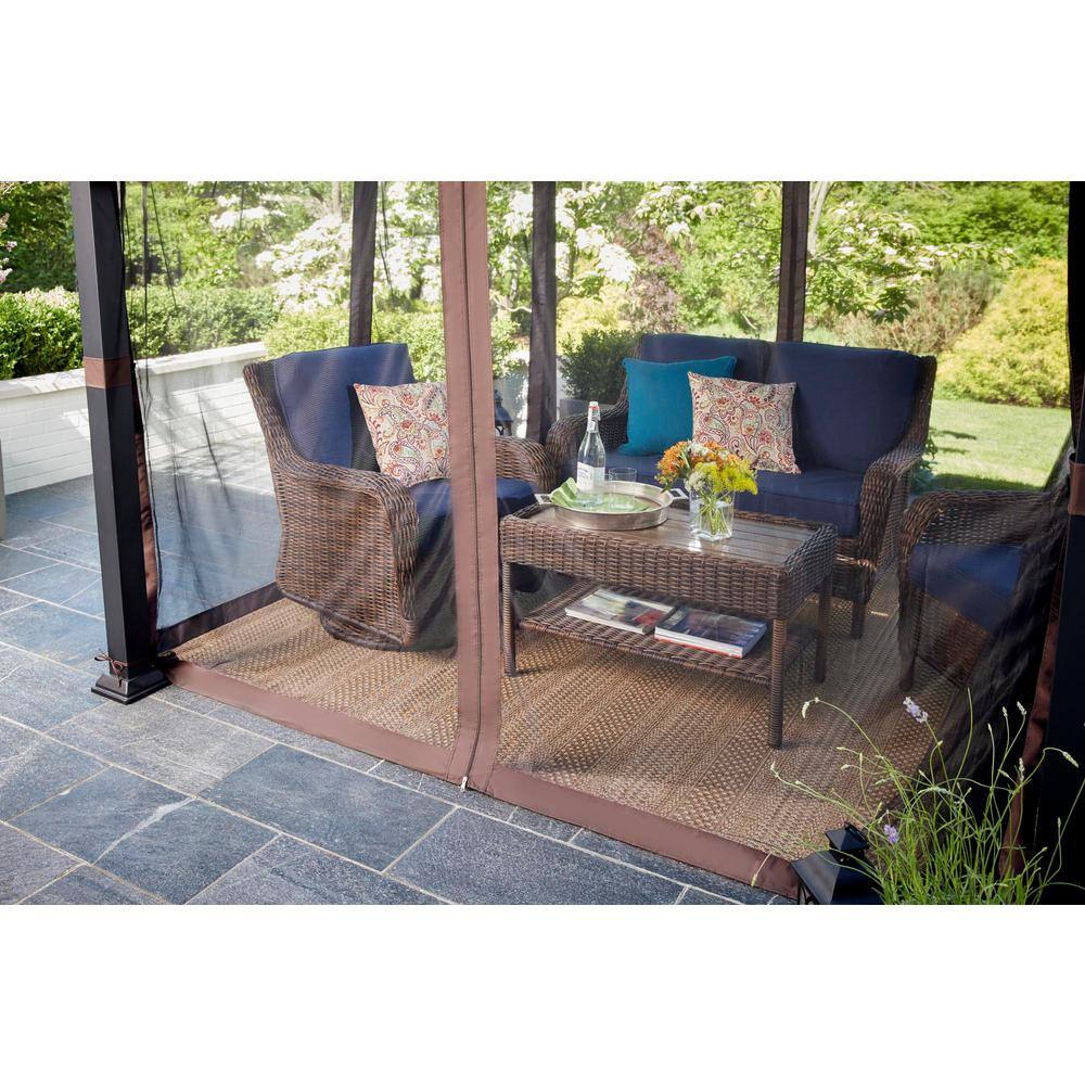 Hampton Bay 10 ft. x 10 ft. Holden Outdoor Patio Black Hard Top Galvanized Steel Gazebo TPGAZ9011