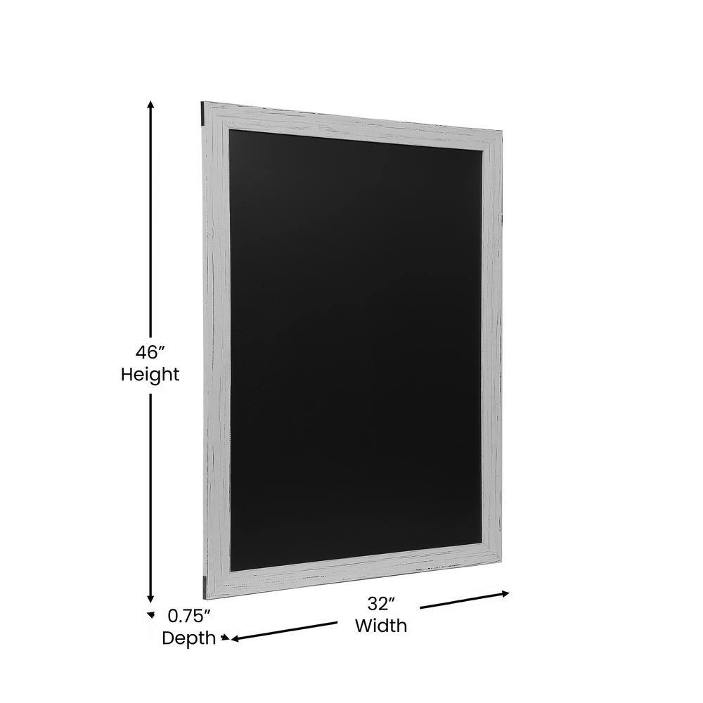 Carnegy Avenue White Washed 32 in. W x 46 in. L Magnetic Wall Mounted Chalkboard CGA-HGW-525574-WH-HD