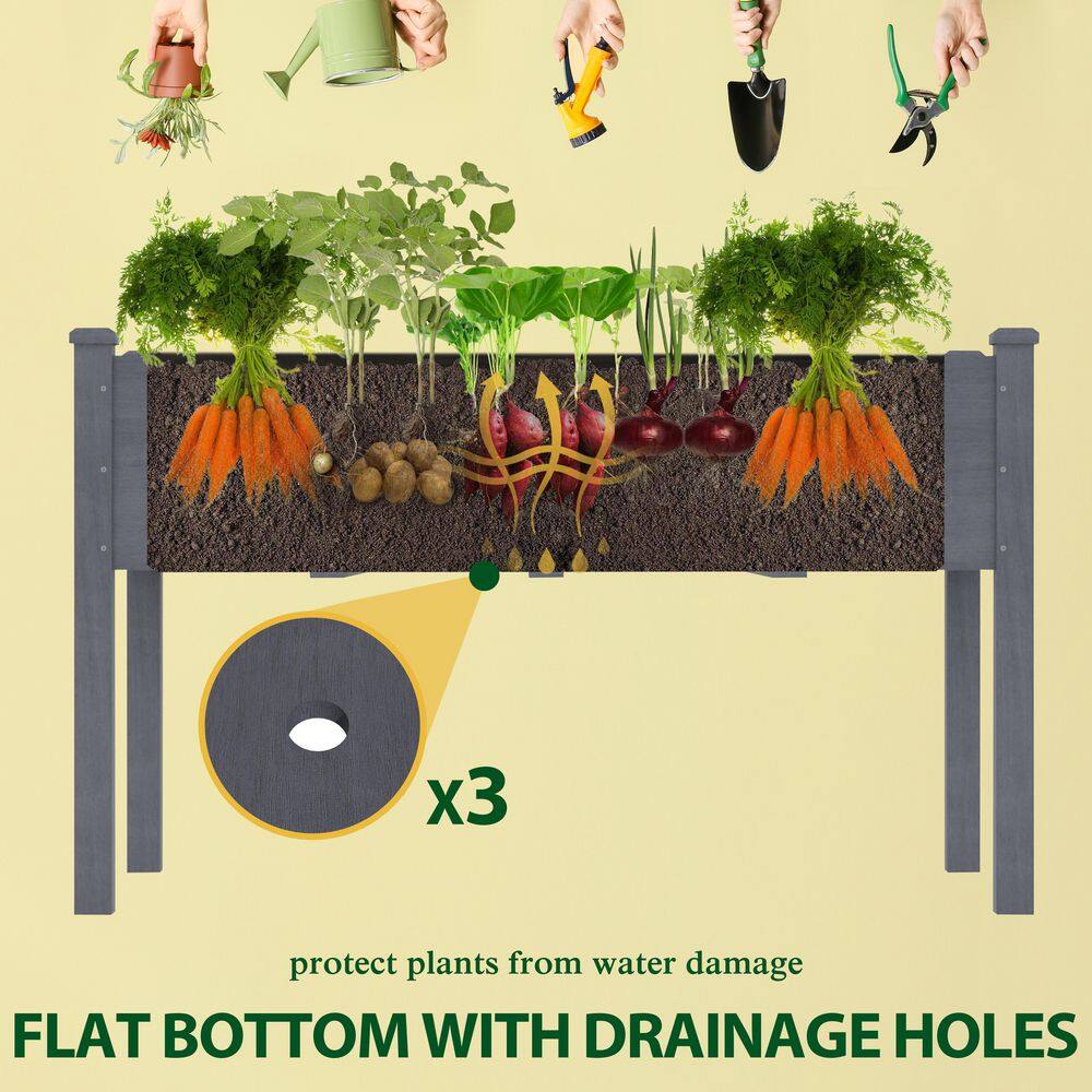 VEIKOUS 47 in. L x 23 in. W x 30 in. H Cedar Wood Raised Garden Bed, Elevated Planter Box with Liner, Gray PG0102-01GY-7