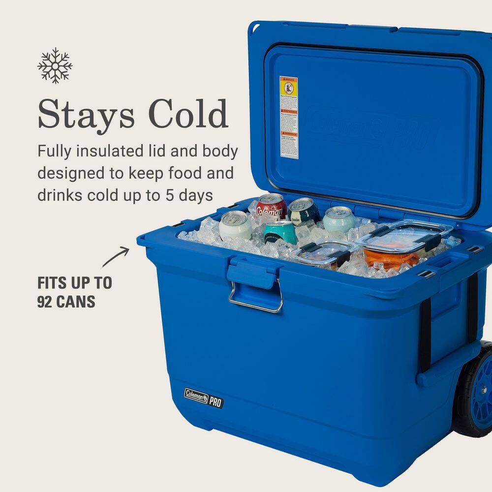 Coleman Pro 55 qt. Premium Wheeled Hard Cooler in Neptune 2193940