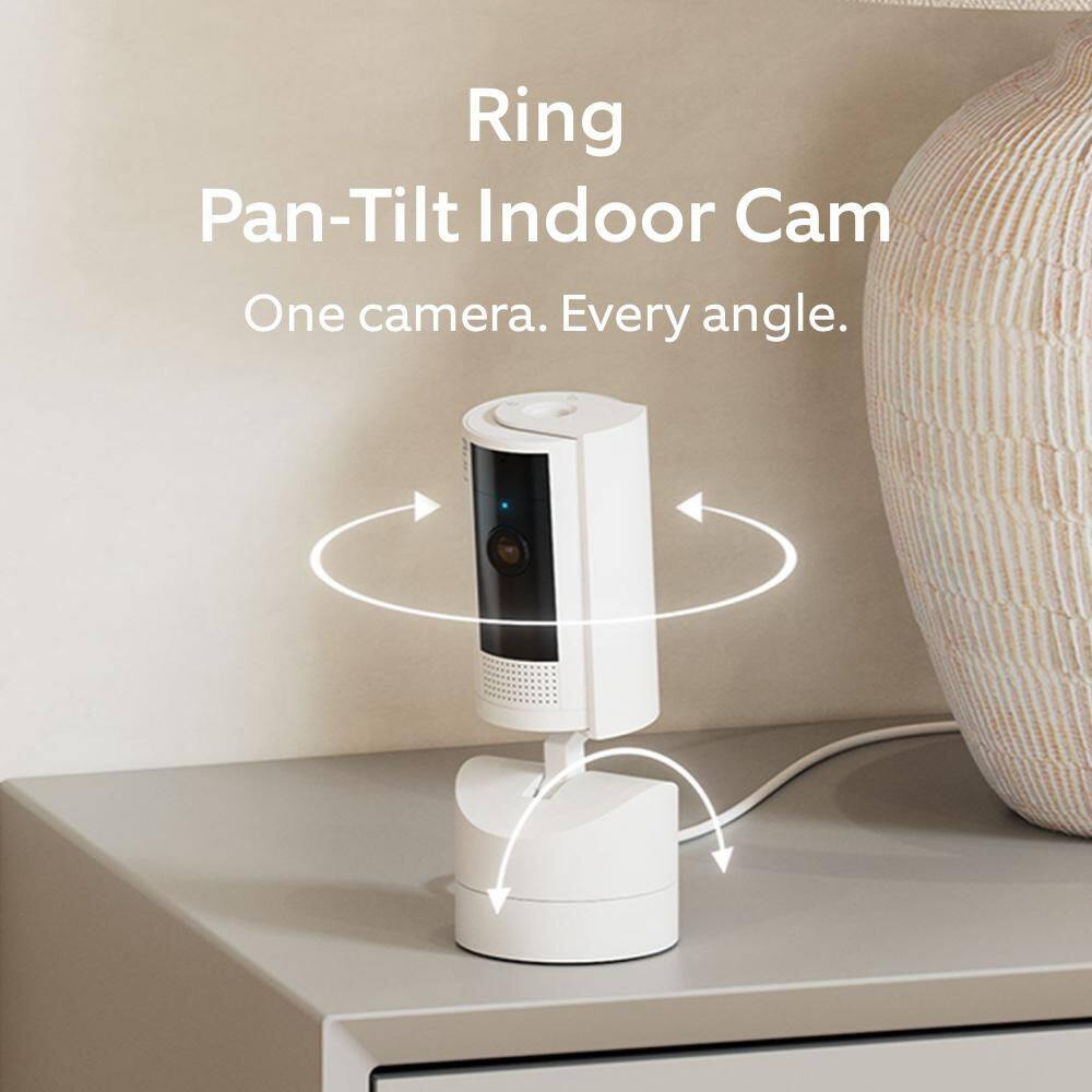 Ring Pan-Tilt Indoor Cam Plug-in Security Camera with 360° Horizontal Pan Coverage, Live View and Two-Way Talk, White B0CG2VS5FD