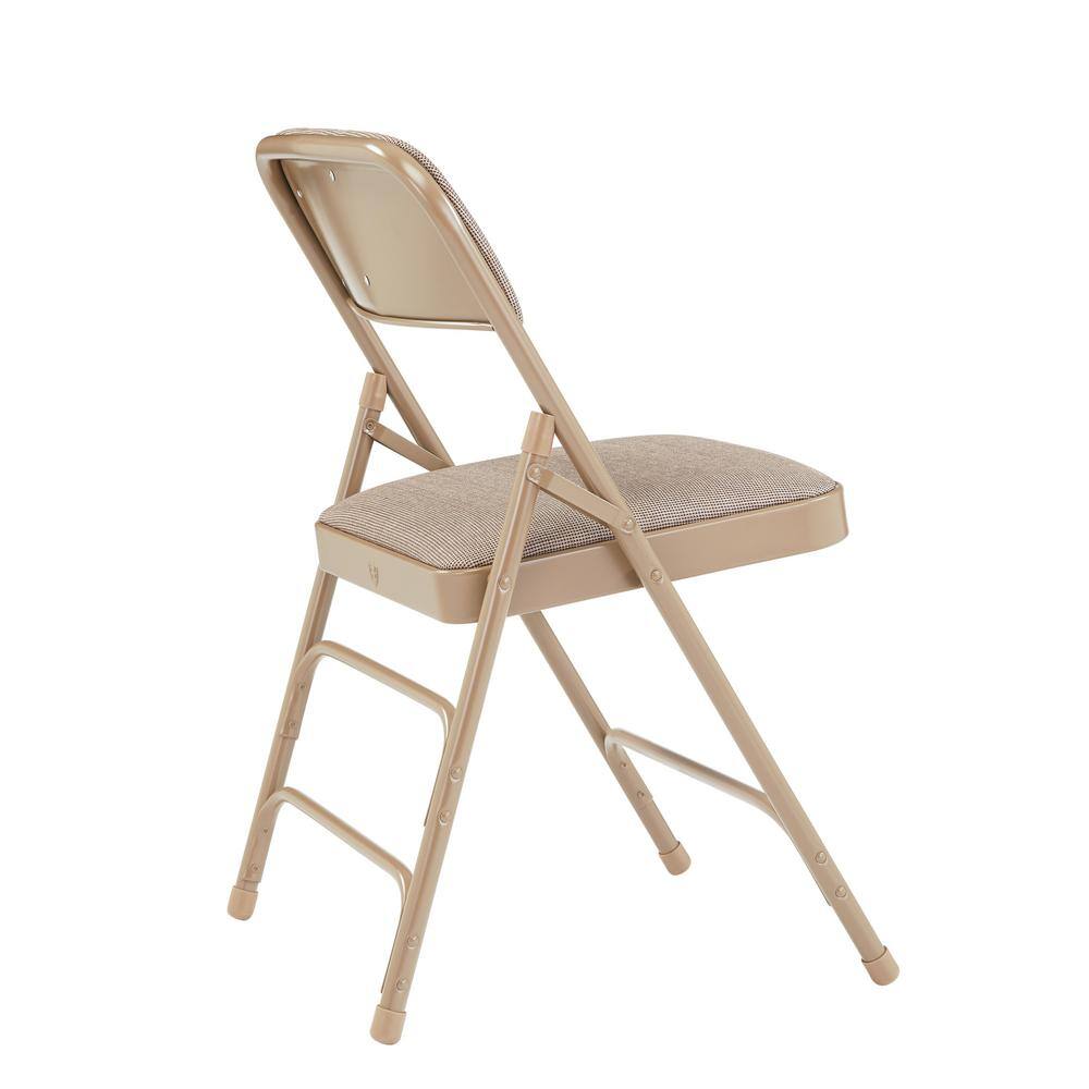 National Public Seating Beige Fabric Seat Stackable Folding Chair (Set of 4) 2301