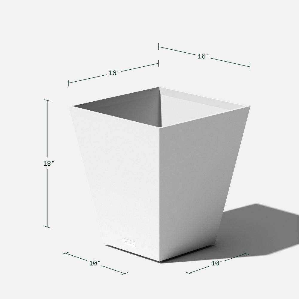 Veradek Nobleton Large White Plastic Tapered Planter with Drainage Holes (16 in. L x 16 in. W x 18 in. H) NBV18W