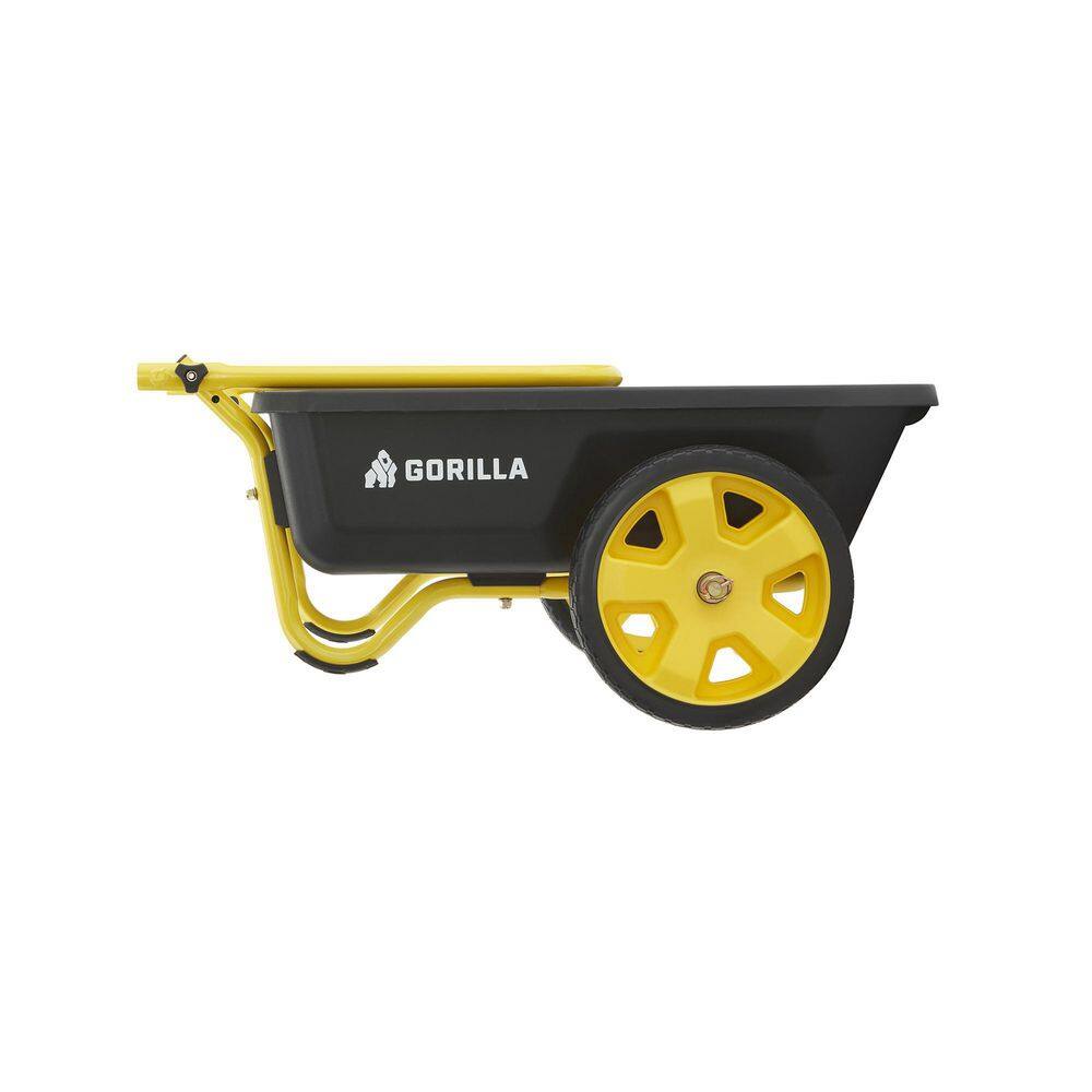 GORILLA CARTS 4 cu. ft. Poly Utility Garden Cart, 300 lbs. Capacity, 12 in. No-Flat Tires, Extra-Wide Foldable Handle GCR-4W