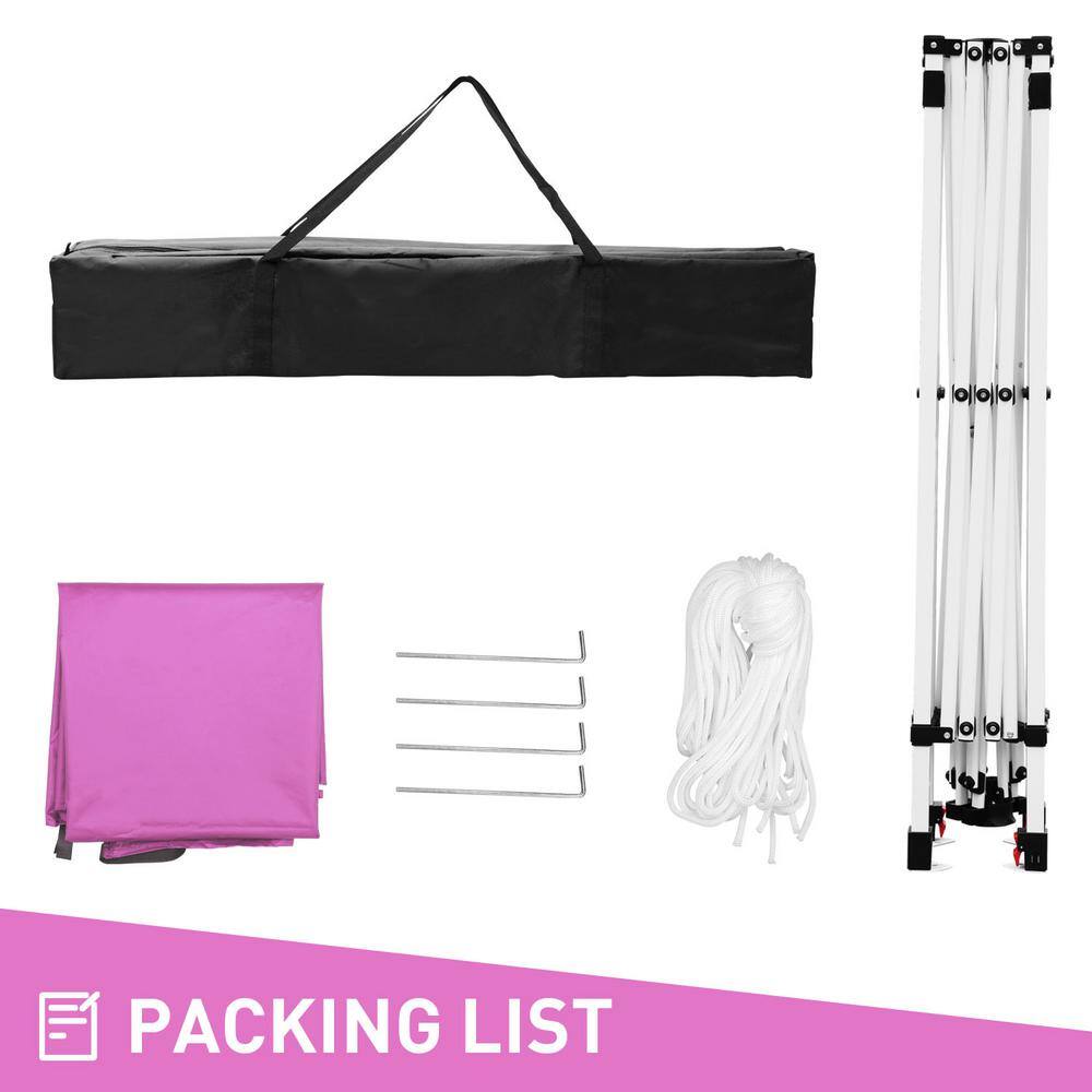 OVASTLKUY 10 ft. x 10 ft. Pink Outdoor Patio Pop Up Canopy Tent G040PI-P