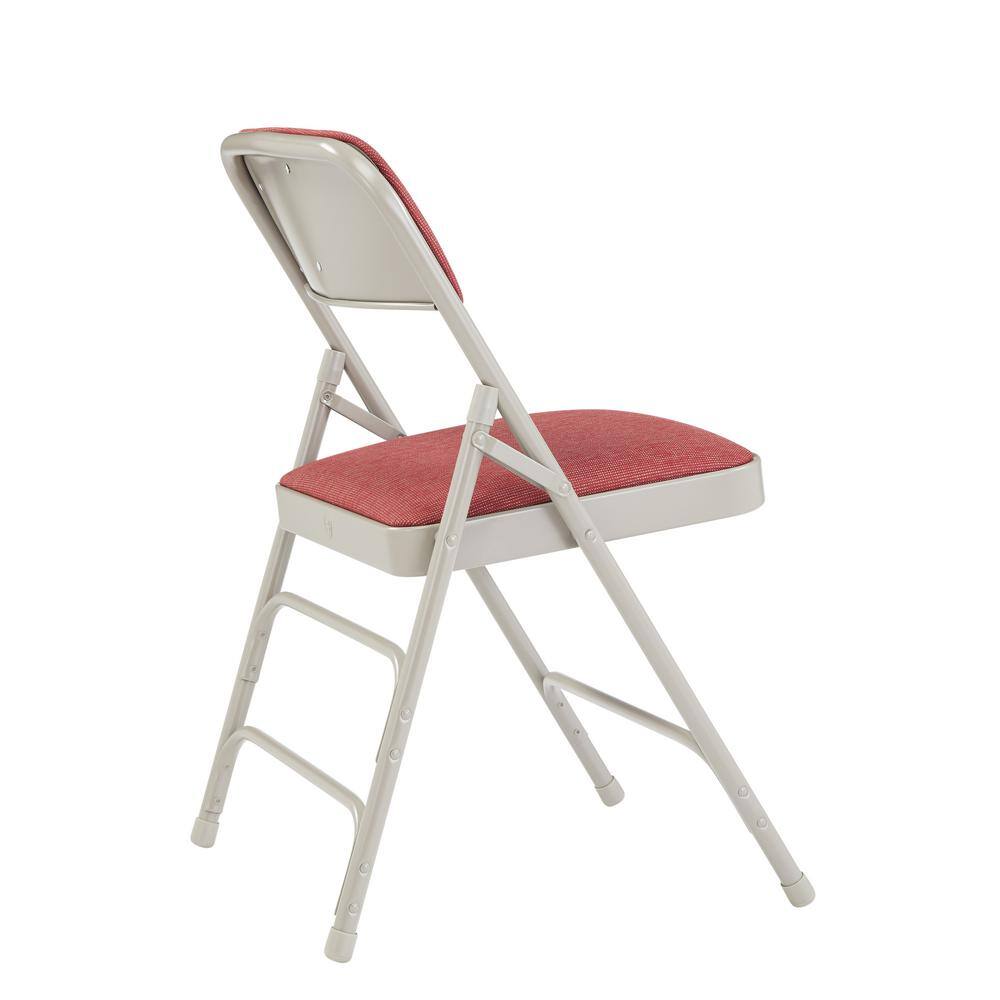 National Public Seating Burgundy Fabric Padded Seat Stackable Folding Chair (Set of 4) 2308