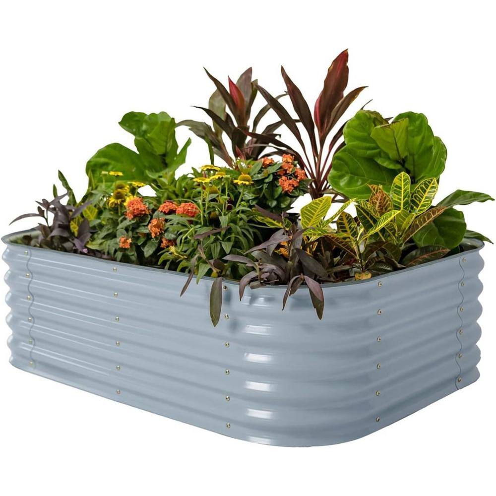 vego garden 17 in. Tall 6-In-1 Raised Gardening Bed Metal Outdoor Planter for Vegetables Galvanized Flowers Box, Sky Blue VB6N117SB