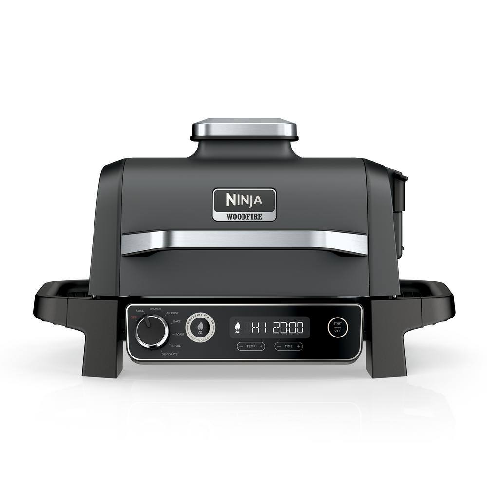 NINJA Woodfire Outdoor Grill & Smoker, 7-in-1 Master Grill, BBQ Smoker and Air Fryer for Backyard and Camping in Gray OG701