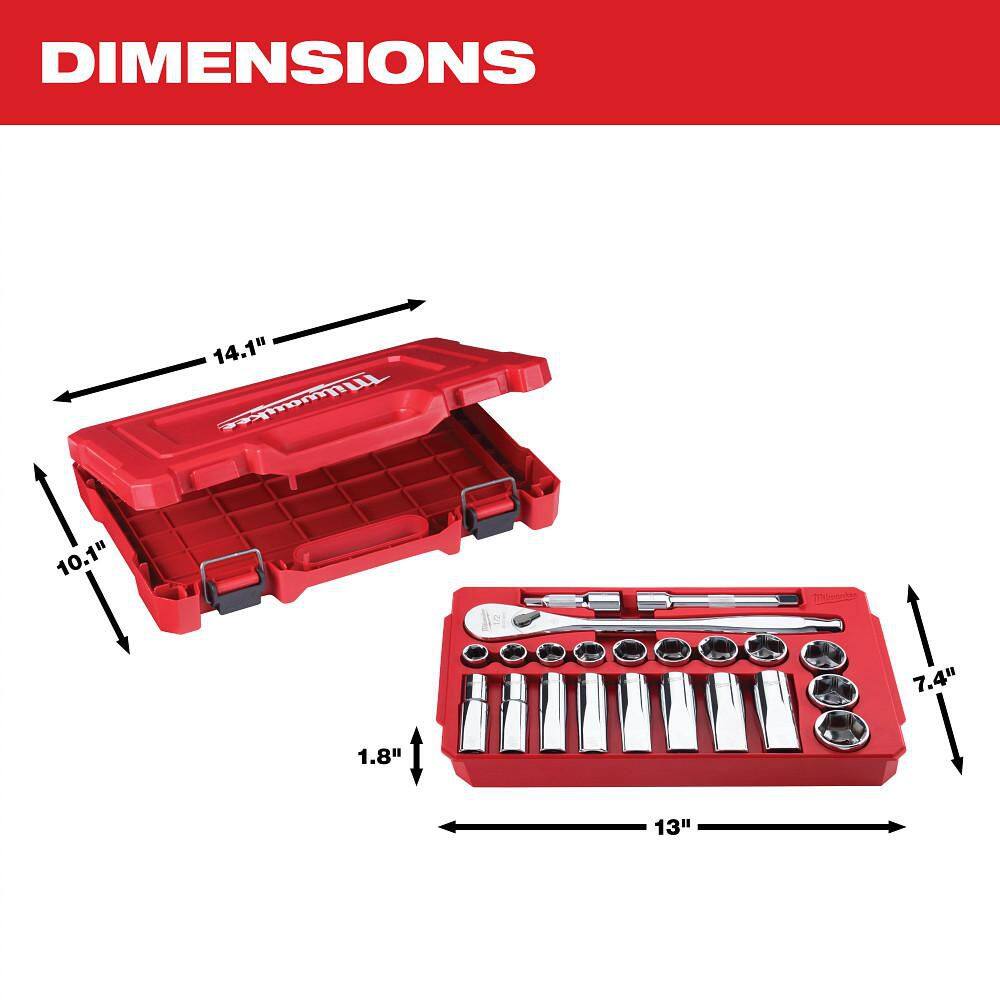 Milwaukee 1/2 in. Drive SAE Ratchet and Socket Mechanics Tool Set (22-Piece) 48-22-9410