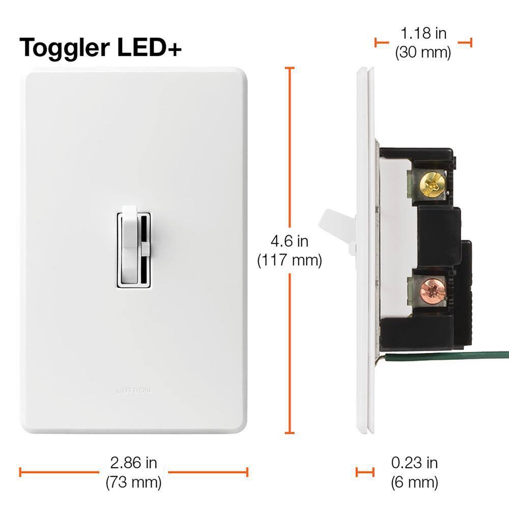 Lutron Toggler LED+ Dimmer Switch for Dimmable LEDs, White, Klein 11-in-1 Multi Bit Screwdriver and Nut Driver (TGCL-6PKR-KSD) TGCL-6PKR-KSD