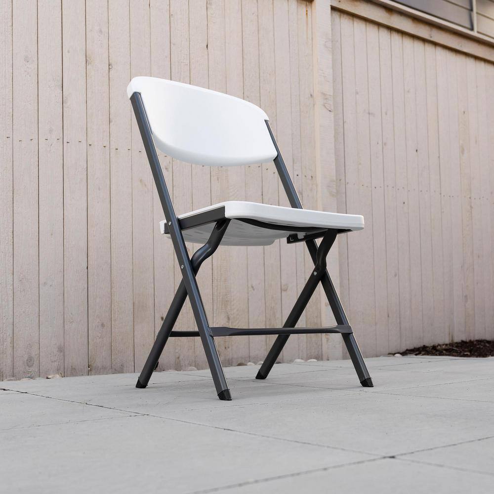 Lifetime White Granite Resin Contoured Seat Commercial Grade Office Folding Chair (Set of 4) 81158