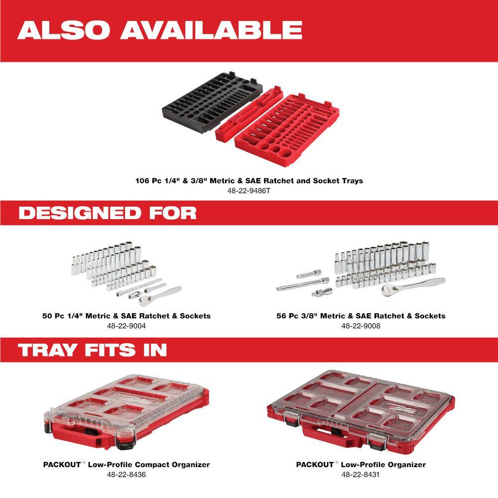 Milwaukee 3/8 in. Drive SAE/Metric Ratchet and Socket Mechanics Tool Set with 3/8 in. SAE/Metric Impact Socket Set (99-Piece) 48-22-9008-49-66-7009