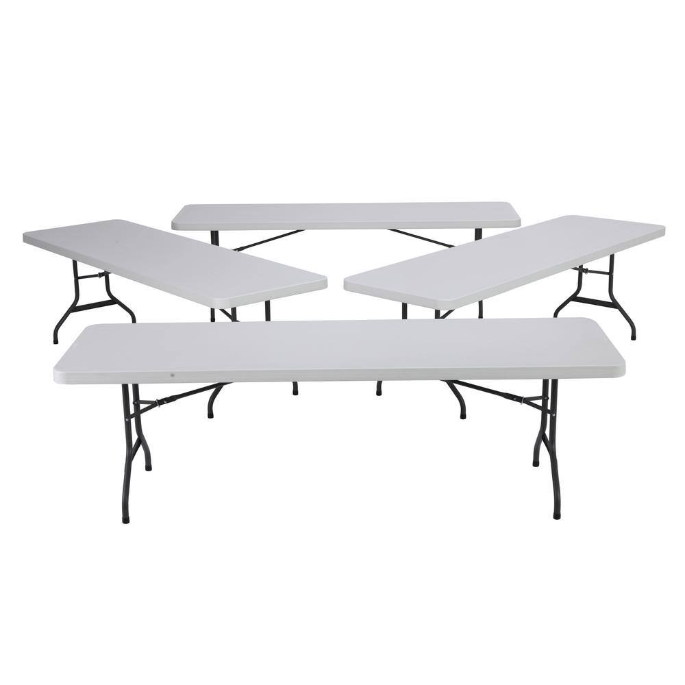Lifetime 8 ft. White Gray Sand Granite Plastic Top Folding Banquet Table (Commercial) 22980