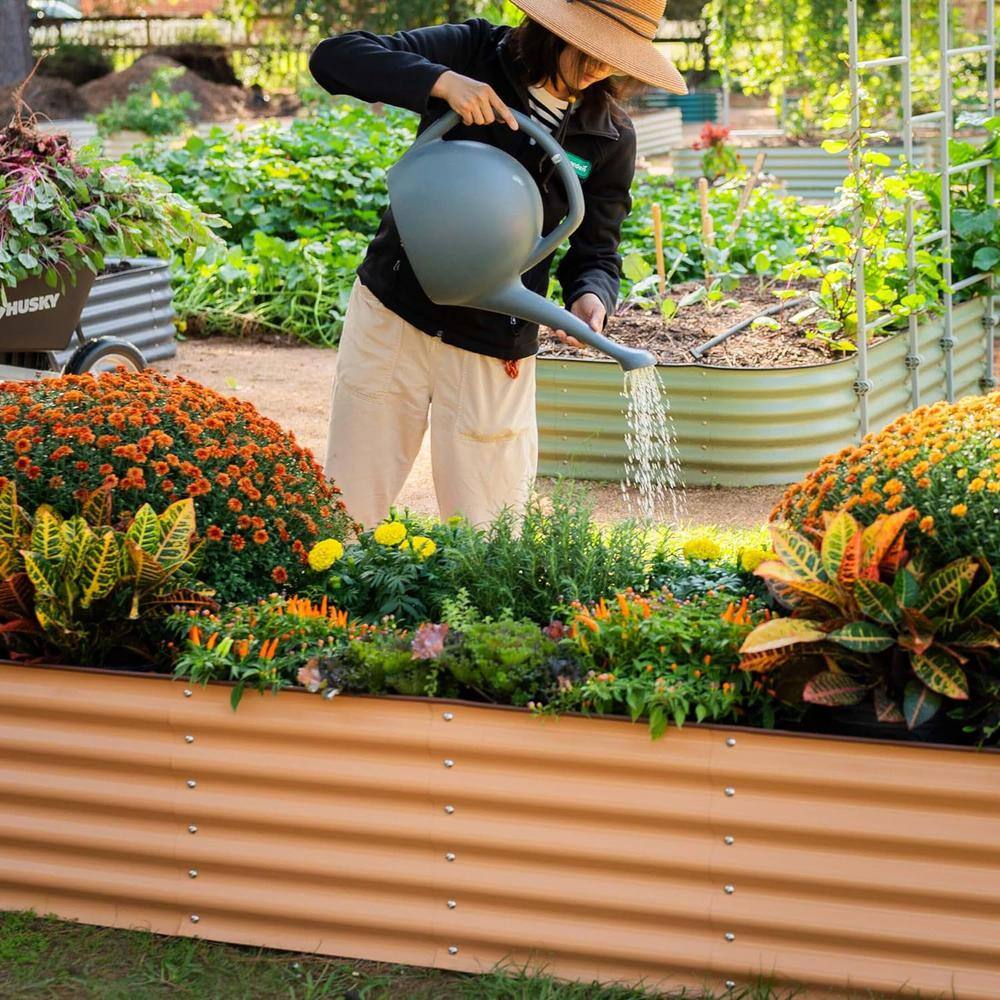 vego garden 32 in. Extra Tall Raised Garden Bed Kits 9-In-1 Modular Planter Box for Vegetable Flowers Fruits Oval Metal, Terra Cotta VB9N132TC