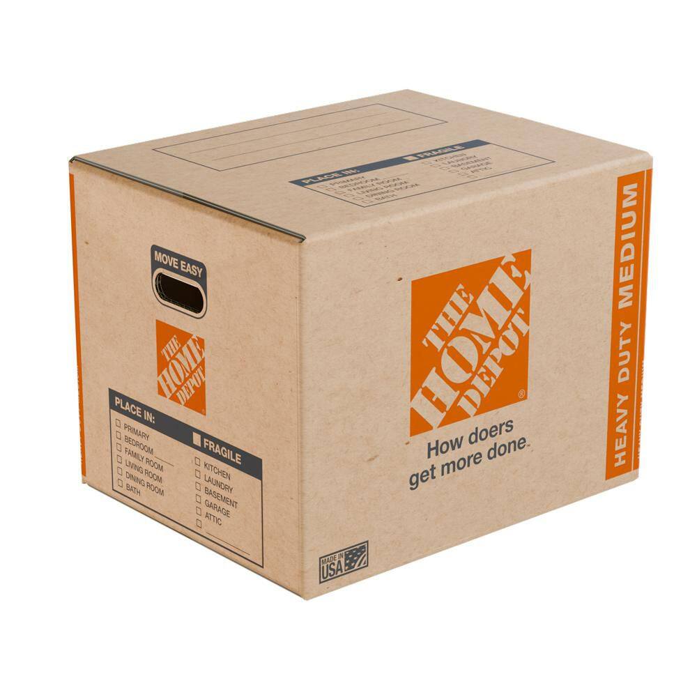 The Home Depot 20 in. L x 16 in. W x 15 in. D Heavy-Duty Medium Moving Shipping and Packing Box with Handles (40-Pack) HDMEDBOX40