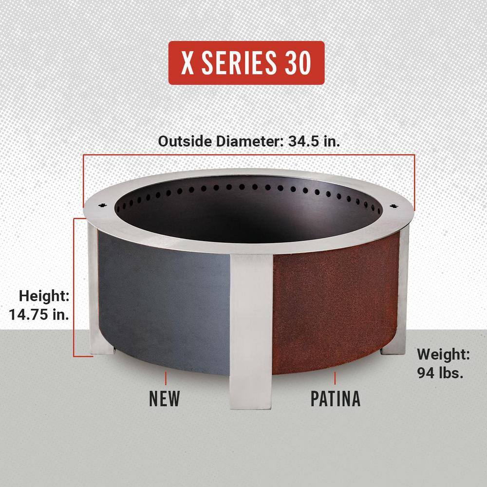 Breeo X-Series 30-Smokeless Fire Pit - Heavy-Gauge Steel Material - Compatible with Cooking and Grilling - Corten Steel BR-X30P