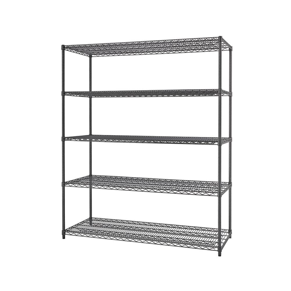 TRINITY PRO Black 5-Tier Steel Wire Garage Storage Shelving Unit (60 in. W x 72 in. H x 24 in. D) TBFPBA-0928