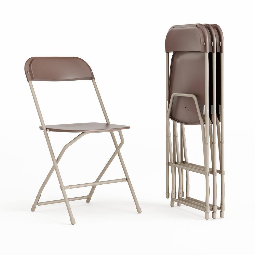 Carnegy Avenue Brown Metal Folding Chairs CGA-LE-15345-BR-HD