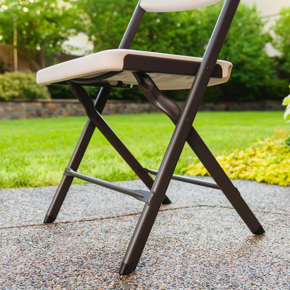 Lifetime Almond Resin Contoured Seat Commercial Grade Office Folding Chair (Set of 4) 81157