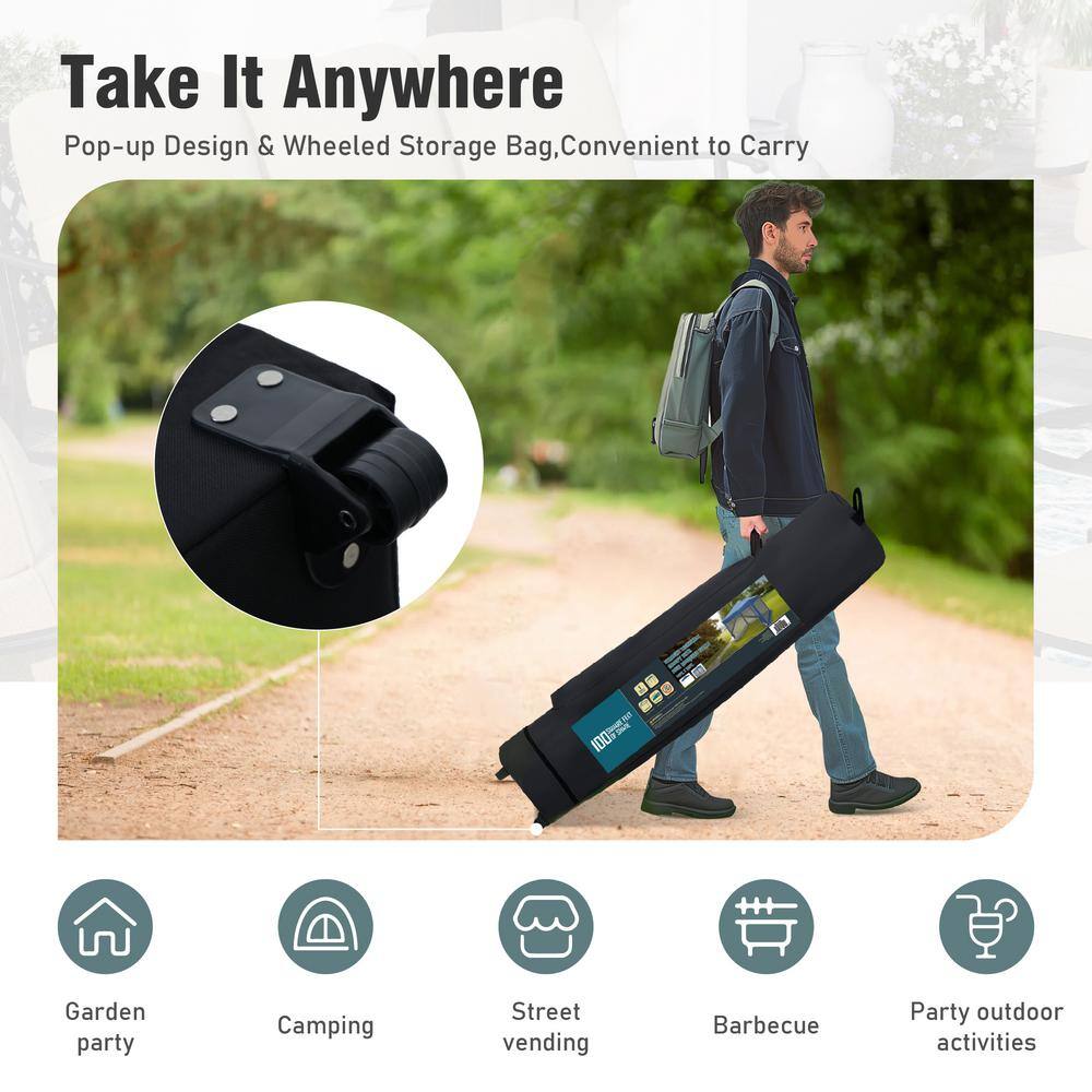 PHI VILLA 10 ft. x 10 ft. Blue Outdoor Patio Pop-Up Canopy with Netting THD-GA025-BL