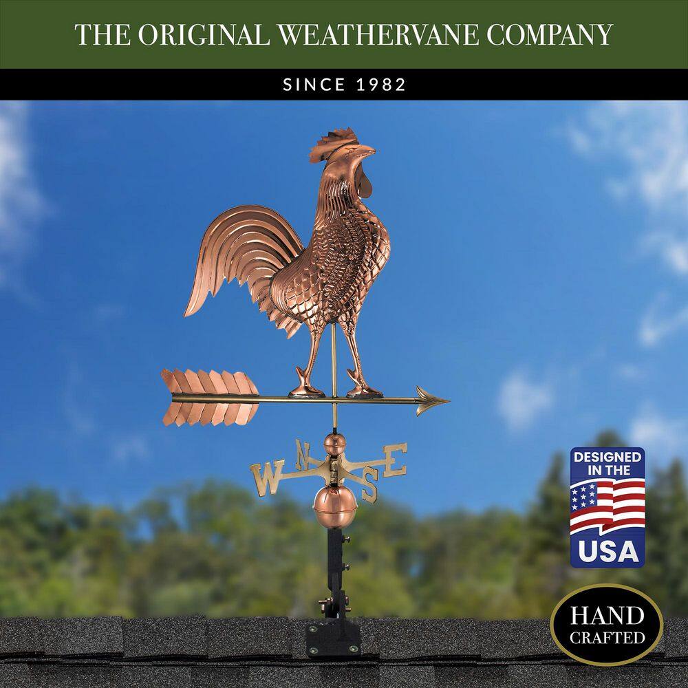 Good Directions Large Rooster Weathervane - Pure Copper 515P