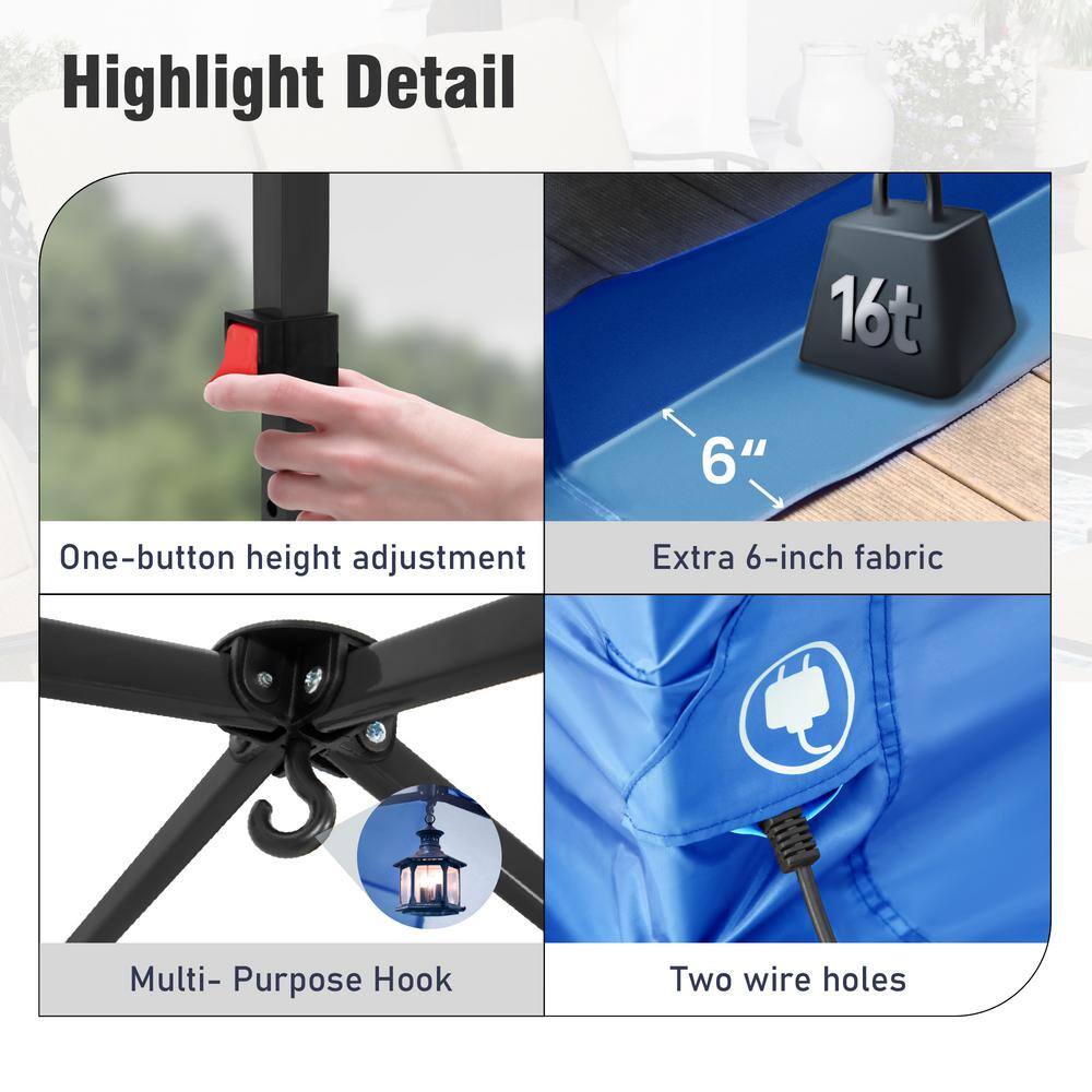 PHI VILLA 10 ft. x 10 ft. Blue Outdoor Patio Pop-Up Canopy with Netting THD-GA025-BL