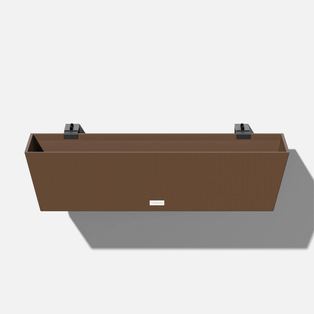 Veradek Pure Medium Espresso Plastic Rectangular Railing Planter Box with Drainage Holes (36 in. L x 10 in. W x 11 in. H) WBRLV36E