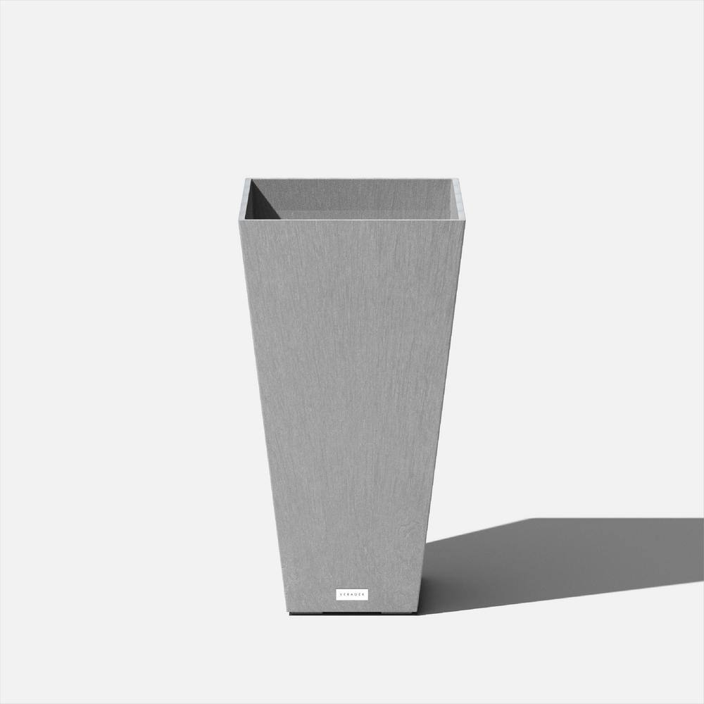 Veradek Midland Medium Gray Plastic Tapered Planter with Drainage Holes and Removable Plug (13.5 in. L x 13.5 in. W x 26 in. H) MV28C