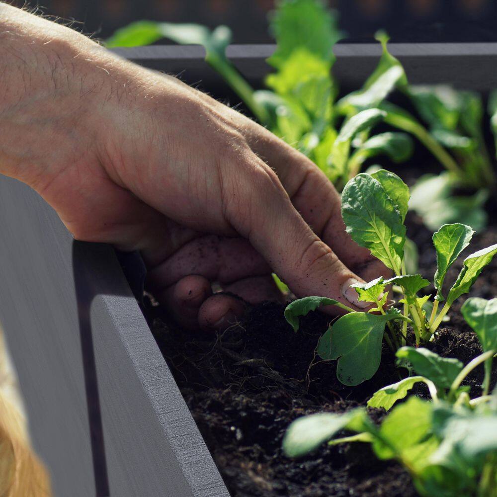 VEIKOUS 47 in. L x 23 in. W x 30 in. H Cedar Wood Raised Garden Bed, Elevated Planter Box with Liner, Gray PG0102-01GY-7