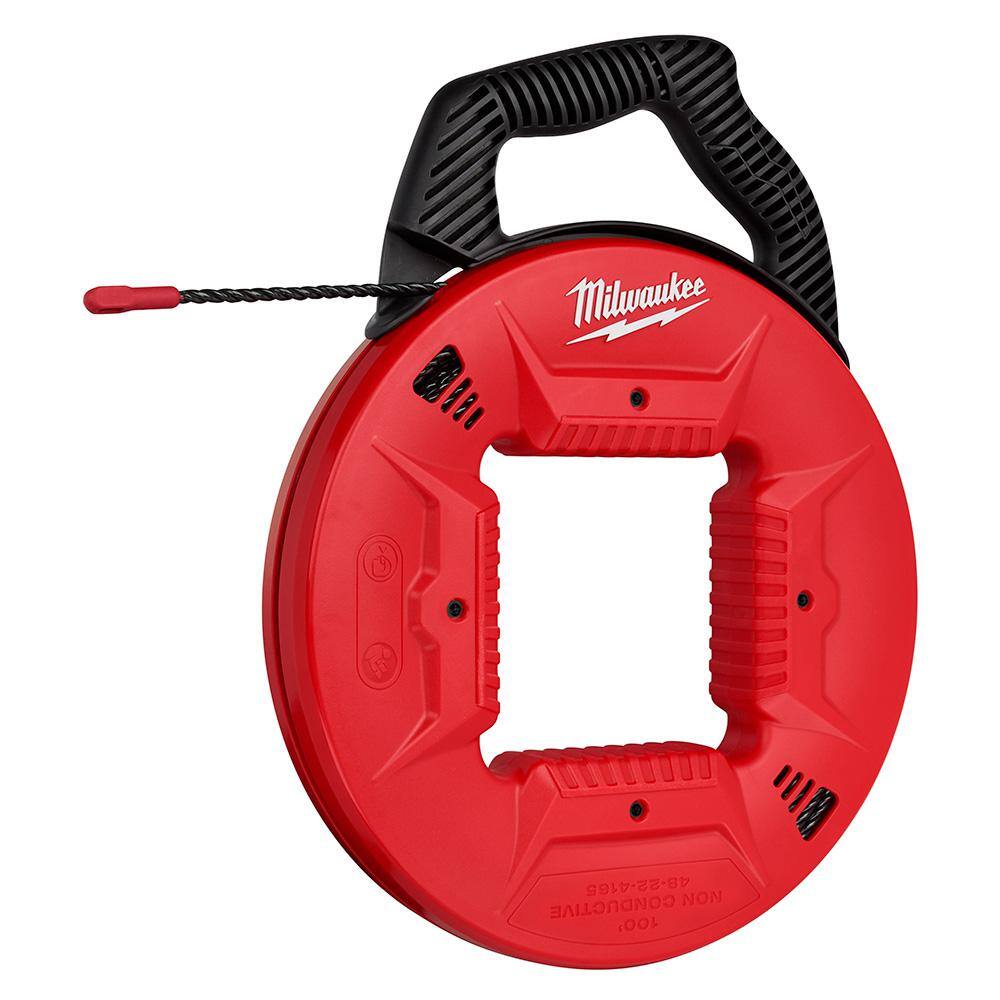 Milwaukee 13 in. x 100 ft. Polyester Fish Tape with Non-Conductive Tip and Rasping Jab Saw 48-22-4165-48-22-0104