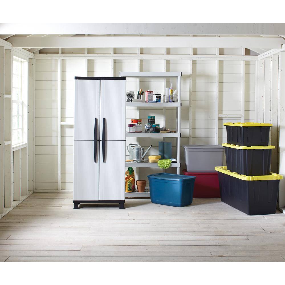 HDX 5-Tier Easy Assembly Multi-purpose Plastic Garage Storage Shelving Unit in Gray (36 in. W x 72 in. H x 18 in. D) 127932