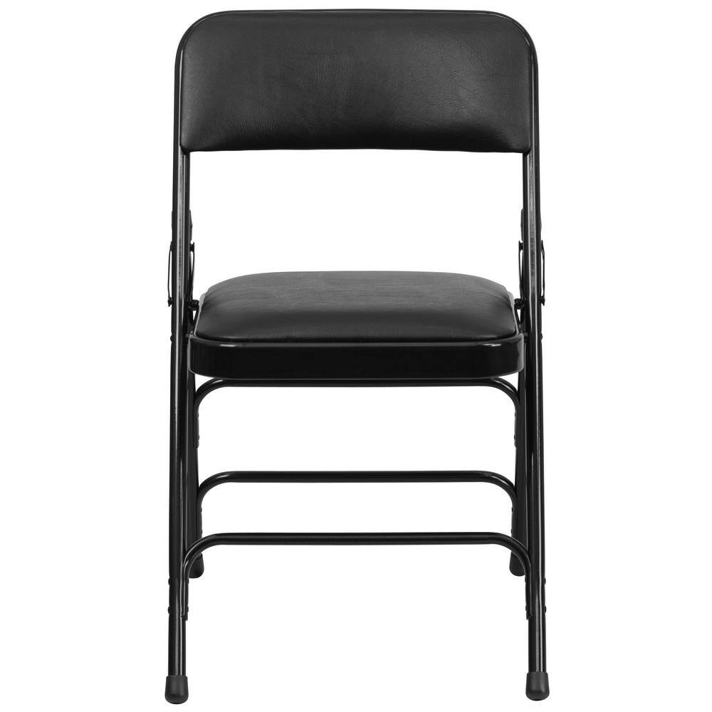 Carnegy Avenue Black Vinyl/Black Frame Metal Folding Chair (4-Pack) CGA-HF-15293-BL-HD