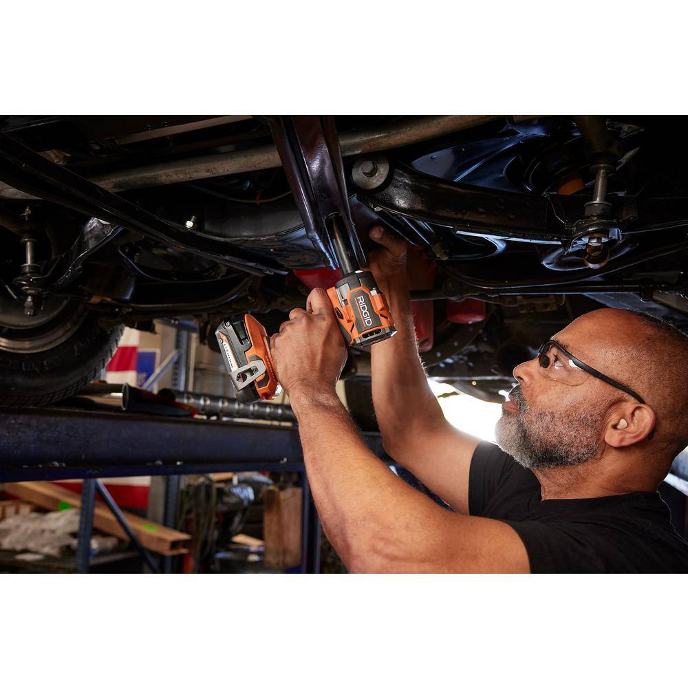 RIDGID 18V SubCompact Brushless Cordless 1/2 in. Impact Wrench with (2) 4.0 Ah Batteries, Charger, and Bag R872081B-AC93044SBN