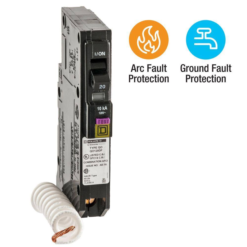 Square D QO 20 Amp Single-Pole Dual Function (CAFCI and GFCI) Circuit Breaker (9-pack) QO120DFC9