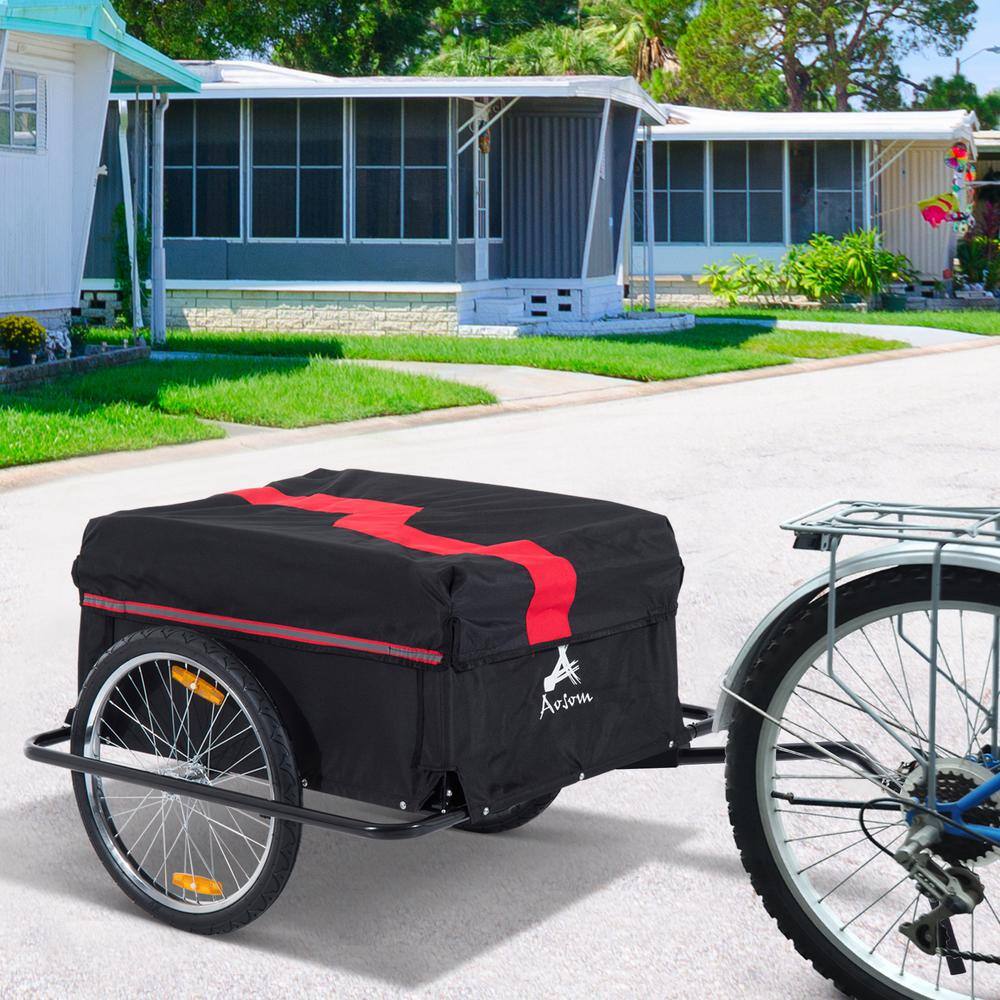 Aosom 34.75 in. W x 55 in. L x 23.5 in. H Bicycle Cargo Trailer, Two-Wheel Bike Luggage Wagon Trailer with Removable Cover 5664-0005R