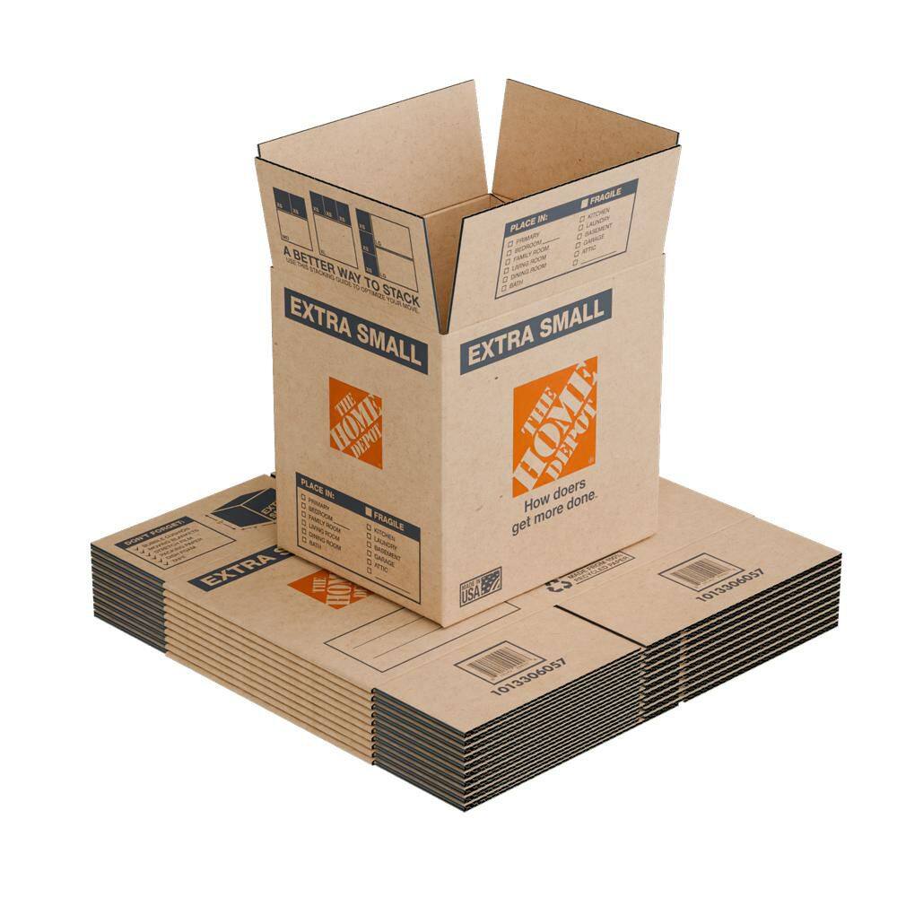 The Home Depot 10 in. L x 8 in. W x 10 in. D Extra Small Moving Box (50-Pack) XSB50