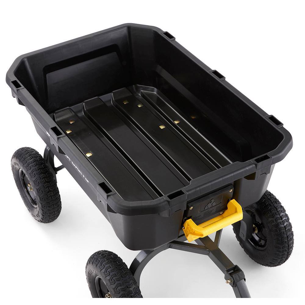 GORILLA CARTS 7 cu. ft. (40 in. x 27 in. x 11 in.), Patented Poly Bed Dumping Garden Cart, 1200 lbs. Capacity, Pull/Tow Handle Design GCG-7