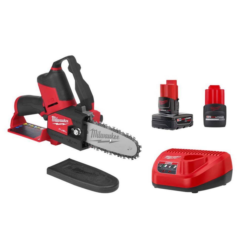 Milwaukee M12 FUEL 12V Lithium-Ion Brushless Battery 6 in. HATCHET Pruning Saw Kit with 4.0 Ah, 2.5 Ah Battery and Charger 2527-21-48-11-2425