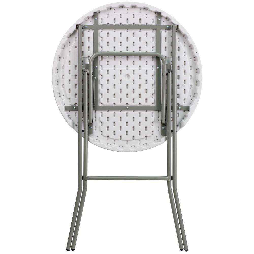 Carnegy Avenue Elon 31.25 in. L Round Granite White Plastic Top Folding Bar Table CGA-FLF-17482-GR-HD