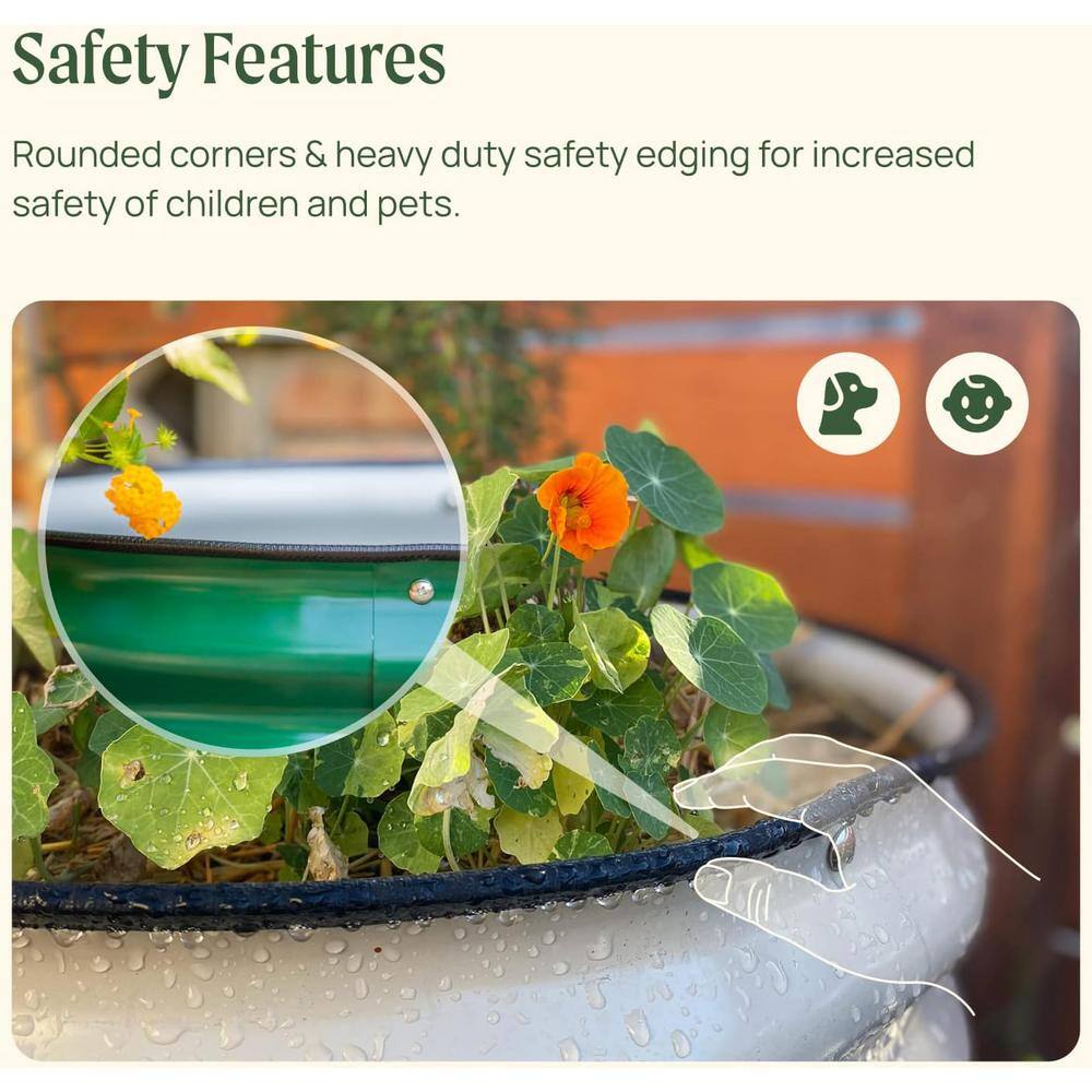 vego garden 17 in. Tall U-Shape Raised Garden Bed Metal Planter Box for Vegetables Flowers Ground Jumbo Size Olive Green VBUJB17G