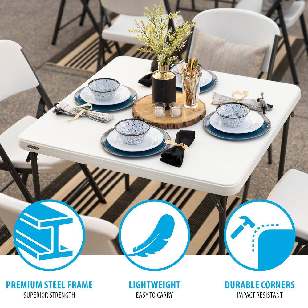 Lifetime 37 in. Commercial White Granite Square Resin Table 80783