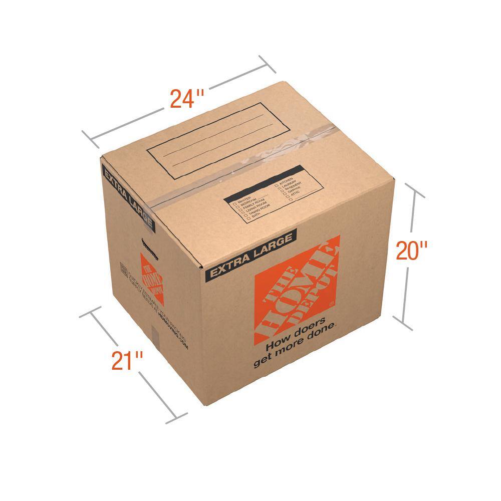 The Home Depot 24 in. L x 20 in. W x 20 in. D Extra-Large Moving Shipping and Packing Box with Handles (40-Pack) XLBOX40
